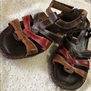 Brown ,red and tan sandals